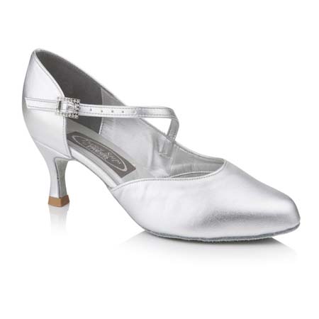 Open waist PU court shoe with assimetric strap - SILVER